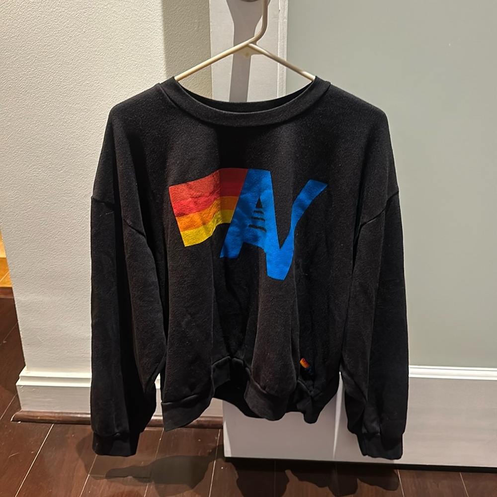 Aviator Nation Logo Relaxed Fit Crew sweatshirt - black